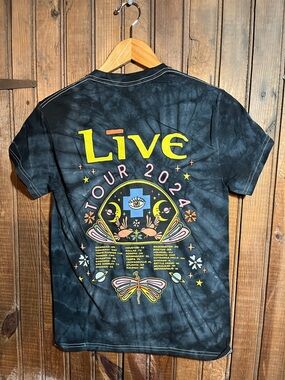 Live 2024 Tour Black Tie-Dye Graphic T-Shirt